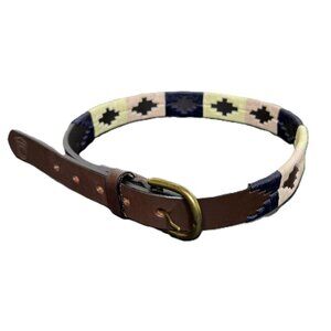 Arandu Kids Blue & Pink Woven Brown Skinny Pampas Polo Belt, Size 70